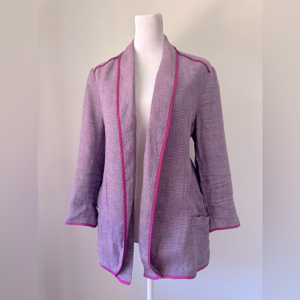 Robert Graham Purple & Pink Plaid Lightweight Single Breasted Blazer